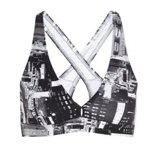 Bodyism Lily Cityscape Printed Stretch Sports Bra NWT